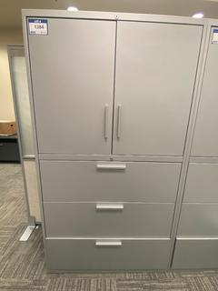 Grey Metal 2-Door, 3-Drawer Storage/File Cabinet, 36"x 18"x 65-1/2".