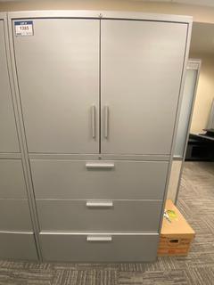 Grey Metal 2-Door, 3-Drawer Storage/File Cabinet, 36"x 18"x 65-1/2".