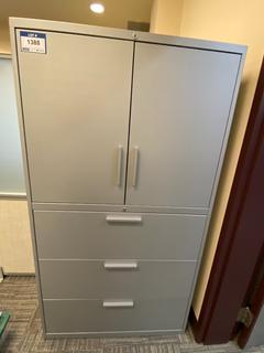 Grey Metal 2-Door, 3-Drawer Storage/File Cabinet, 36"x 18"x 65-1/2".