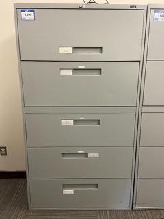 Grey Metal 5-Drawer File Cabinet, 36"x 18"x 65-1/4".