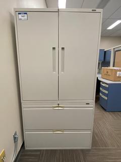 Grey Metal 2-Door, 3-Drawer Storage/File Cabinet, 36"x 18"x 68".