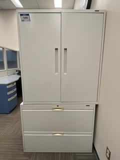 Grey Metal 2-Door, 3-Drawer Storage/File Cabinet, 36"x 18"x 68".