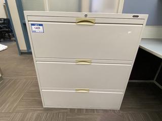 Grey Metal 3-Drawer File Cabinet, 36"x 18"x 40-1/2".