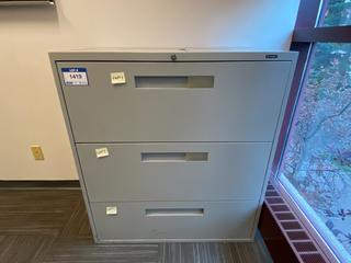 Grey Metal 3-Drawer File Cabinet, 36"x 18"x 40-1/2".