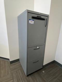 Grey Metal 1-Door, 2-Drawer Storage/File Cabinet, 18"x 22"x 51-1/4".