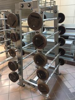 Hammer Strength Model FWBAR-A Bar Bell Rack c/w Barbells.  S/N 3189.