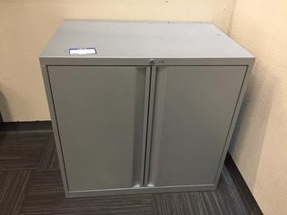 Grey Metal Storage Cabinet, 30"x 20"x 29".