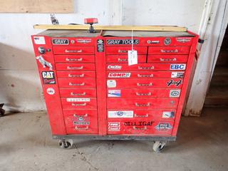 45in X 18in X 43in Gray Tools 20-Drawer Tool Box C/w Contents And Keys