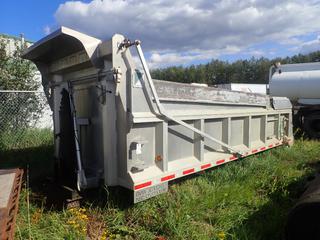 19ft X 8ft K-Line Aluminum Rock Body Dump Box w/ Electric Roll Tarp, Front Lifting Cylinder, Box Lights. *Note: Comes With Contents*