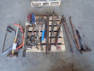 Flash Light, Sledge Hammer, Hand Saw, Pry Bar And Assorted Hand Tools