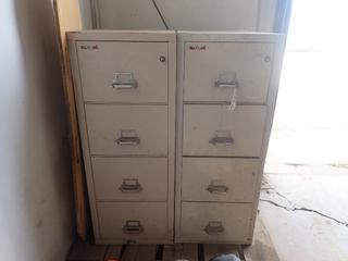 (2) 31in X 21in X 51 1/2in FireKing 4-Drawer Filing Cabinets w/ Keys