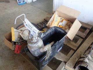 17in X 7in Storage Box C/w U-Joints, Ball Valves, Lights, Paint Gun, 1in Nipples And Misc Supplies