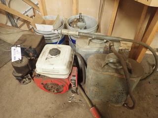 Honda Gas Motor C/w Hand Sprayers And Assorted Shackles And Clips