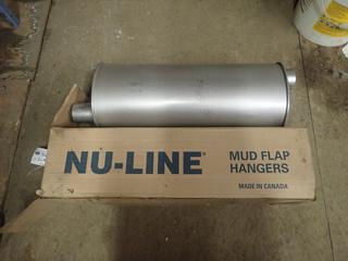 Unused Chrome Mud Flap Hangers C/w Unused 1994 GMC Muffler