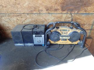 RCA Radio And Speakers C/w Dewalt Radio And Speakers *Note: Cord Frayed On Dewalt Radio*