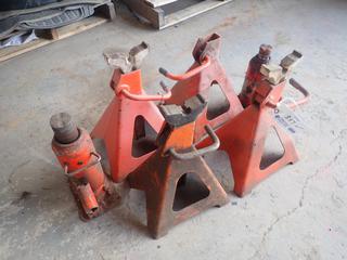 Qty Of (4) 6-Ton Jack Stands C/w (2) Bottle Jacks 