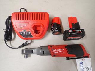 Milwaukee Fuel 12V 1/2in Ratchet C/w (2) M12 Batteries And M12 Charger
