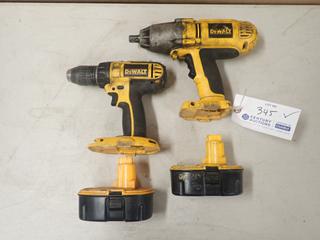 Dewalt DW059 18V 1/2in Impact C/w Dewalt DC720 18V 1/2in Drill And (2) Batteries *Note: No Charger*