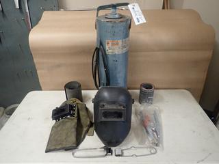 Gullco 115V Electrode Stabilizing Oven C/w Unused Ground Clamp, (2) Welding Helmets, (2) Strikers And Curvo Mark Wrap Around Paper