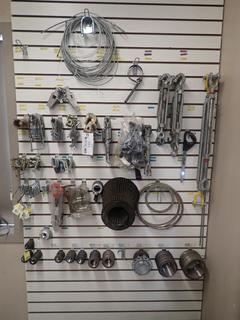 Qty Of Scully Flanges, Clamps, Clips, Pins, Hooks, Turn Buckles And Misc Supplies
