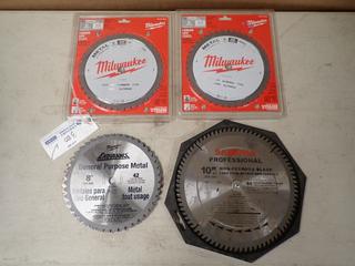 (2) Milwaukee 8in Blades C/w Used General Purpose Blades And (1) Samona Professional 10in Blade
