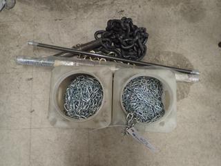 Qty Of Assorted Chain, 3ft Threaded Rod And 3ft X 1/2in Ready Rod