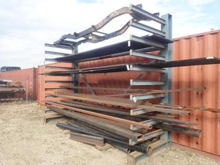 10-Tier Single Sided Cantilever Storage Rack C/w Assorted Pieces Of Steel And Pipe *Note: Grating And Truck Frame Not Included*