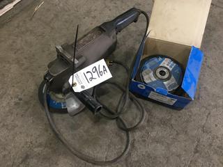Makita 6" Angle Grinder & (1) Box of New & Used Grinding Discs.