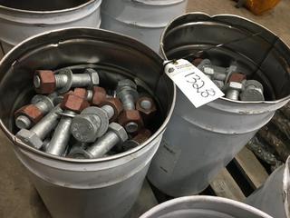 (2) Buckets of 1 1/8"x4 1/2" Bolts w/Nuts & Washers.