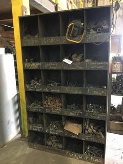 Heavy Duty Shelving Rack 7'x4'x1' Contents c/o Assorted Quantities, Sizes, Lengths of Bolts, Nuts & Pipes.