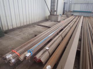 Quantity of (6) Approximately 40'x4"x3" Steel Angles, 1/4" Thickness. Note:  Lot Only Includes Steel Marked with Blue Ribbon.