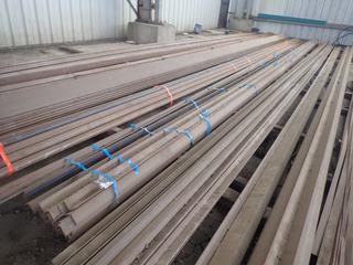 Quantity of Approximately 40'x3"x3" Steel Angles 1/4" Thickness & (2) Approx. 40'x3"x2" Steel Angles, 3/8" Thickness. Note:  Lot Only Includes Steel Marked with  Blue Ribbon.