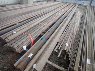 Quantity of (3) Approximately 40'x5"x3 1/2" Steel Angles, 3/8" Thickness. Note:  Lot Only Includes Steel Marked with Blue Ribbon.
