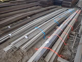 Quantity of Assorted Size Approx. Length of Steel Flat Bar, Widths From 4" to 6", Thickness 1/4", 3/8" and 1/2". Note:  Lot Only Includes Steel Marked with Blue Ribbon.