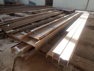 Quantity of (5) Steel I-Beams (2) 24 1/4"x9", (1) 18"x7 3/4", (1) 16"x7 1/4", (1) 10"x4 3/4", Length From 26' to 40'. Note: Lot Only Includes Steel Marked with Blue Ribbon.