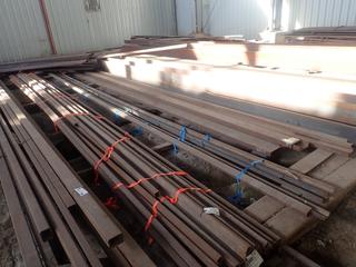 Quantity of Steel C-Channels (3) Approx. 40'x5"x1 5/8", (3) Approx. 40'x3"x1 3/8" Note: Lot Only Includes Steel Marked with Blue Ribbon.