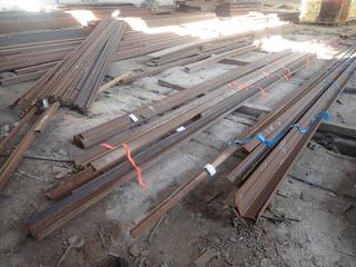 Quantity of Steel Angle Lengths From Approx. 26' to 40' Widths 2"x2", 3"x2" and 4"x3", 1/4" Thickness. Note: Lot Only Includes Steel Marked with Orange Ribbon.
