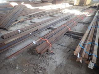 Quantity of Steel Angle Lengths from Approx. 32' to 40' Widths of 2"x2", 3"x2", 4"x3", 1/4" Thickness. Note:  Lot Only Includes Steel Marked with  Orange Ribbon.