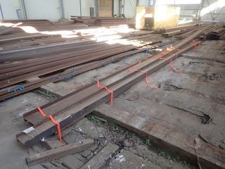 (1) Approx. 48'x13 3/4"x5 1/4", (1) 38'x8"x4" & (1) 30'x8"x4" Sections of Steel I-Beam. Note:  Lot Only Includes Steel Marked with Orange Ribbon.