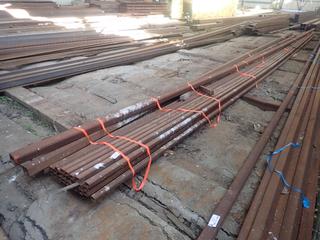 Quantity of Steel Square Channel Sizes Approx. 48'x2"x1/4", (3) Are Approx. 48'x4"x1/2". Note: Lot Only Includes Steel Marked with Orange Ribbon.