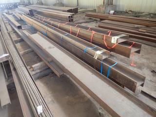 Quantity of (3) Sections of Steel I-Beam (2) Approx. 40'x8 1/2"x8", (1) Approx. 27'x8 1/2"x8". Note: Lot Only Includes Steel Marked with Blue Ribbon.