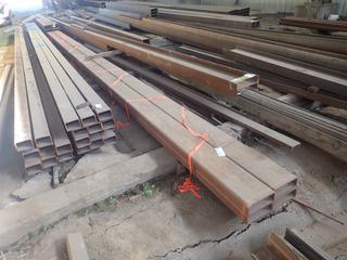 Quantity of (4) Sections of Steel Rectangular Channel Approx. 40'x10"x4", 1/2" Thickness. Note: Lot Only Includes Steel Marked with Orange Ribbon.