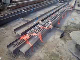 Quantity of Steel Rod Approx. 20'x1" c/w (2) Sections of I-Beam, (2) Approx. 20'x10 1/4"x6". Note: Lot Only Includes Steel Marked with Orange Ribbon.