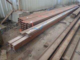 Quantity of (6) Sections of Steel Rectangular Channel Approx. 48'x6"x8", 1/4" Thickness. Note: Lot Only Includes Steel Marked with Blue Ribbon.
