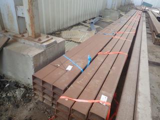 Quantity of (12) Sections of Steel Rectangular Channel Approx. 48'x6"x4", 1/4" Thickness. Note: Lot Only Includes Steel Marked with Blue Ribbon.