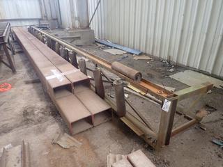 (1) Steel Roll Table Approx. 30'x26"x40" c/w 20 1/4" Roller. Note: Lot Only Includes Steel Marked with Orange Ribbon.