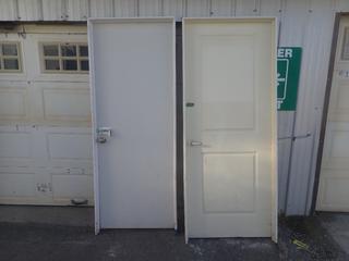 (1) 30in X 82in And (1) 32in X 80 1/2in Wood Doors w/ Door Boxes