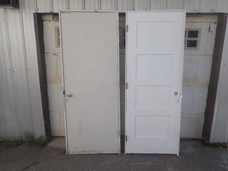 (2) 30in X 80in Wood Doors w/ Frames