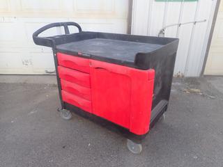 3ft X 2ft X 34in Rubbermaid Portable Shop Cart w/ Drawers And Storage Compartment