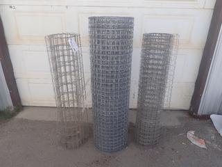 Qty Of (3) Partial Rolls Of Wire Mesh *Note: Length Unknown*